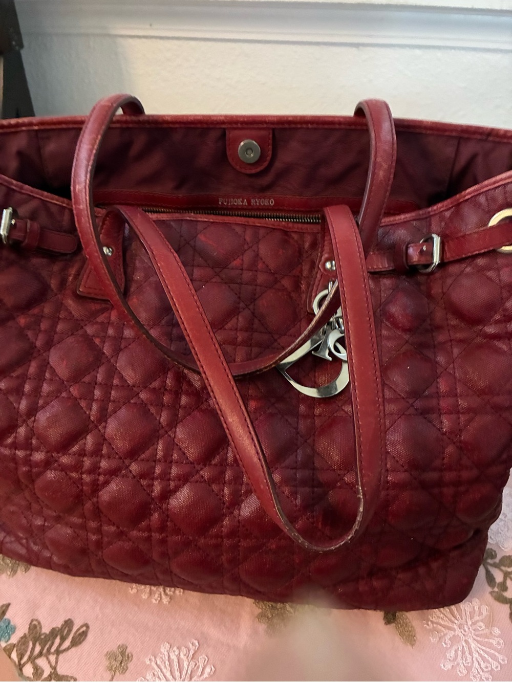 Christian Dior Large Panarea Tote Red Cannage Quilted Leather - Picture 10 of 16